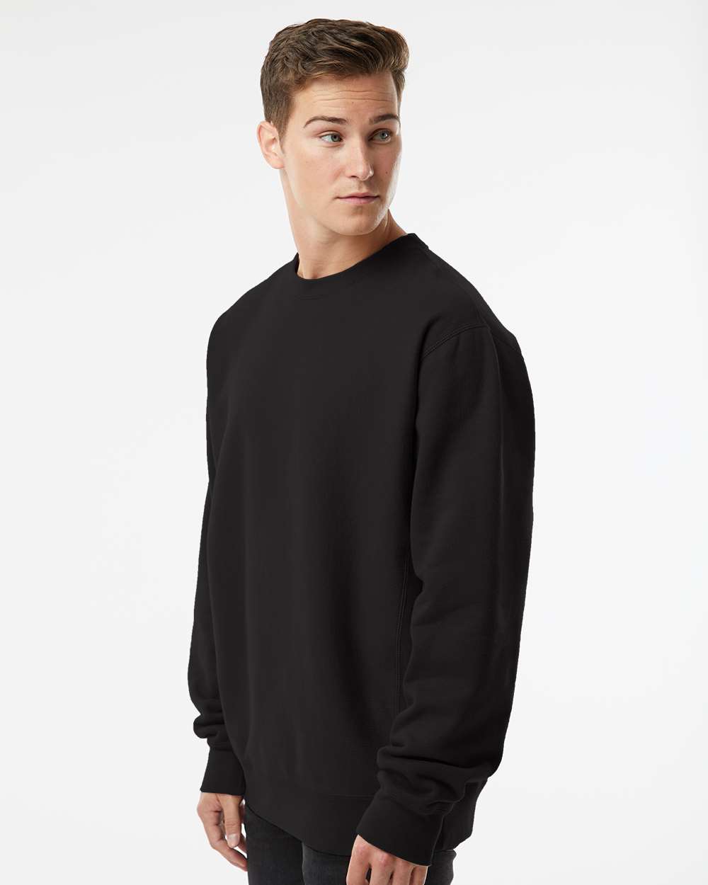 Unisex Legend Premium Heavyweight Cross-Grain Crewneck Sweatshirt - OnModelSide - B02776502 - Black