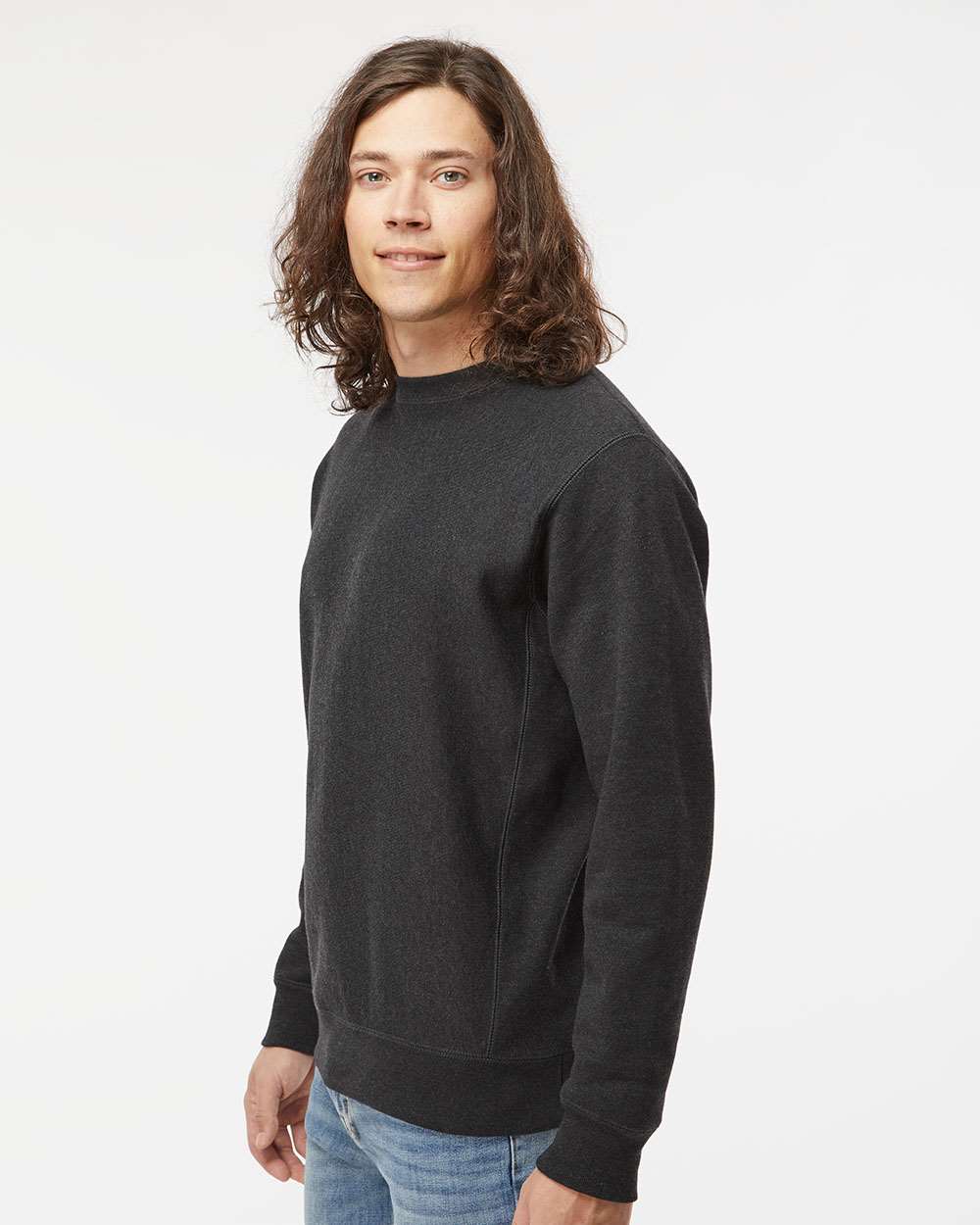Unisex Legend Premium Heavyweight Cross-Grain Crewneck Sweatshirt - OnModelSide - B02776592 - Charcoal Heather