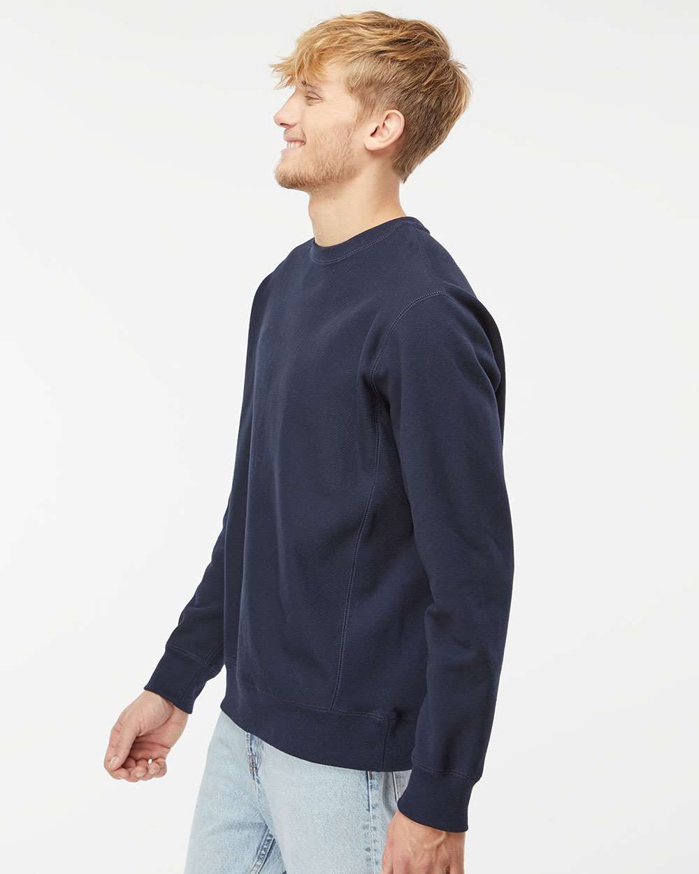 Unisex Legend Premium Heavyweight Cross-Grain Crewneck Sweatshirt - OnModelSide - B02776652 - Classic Navy