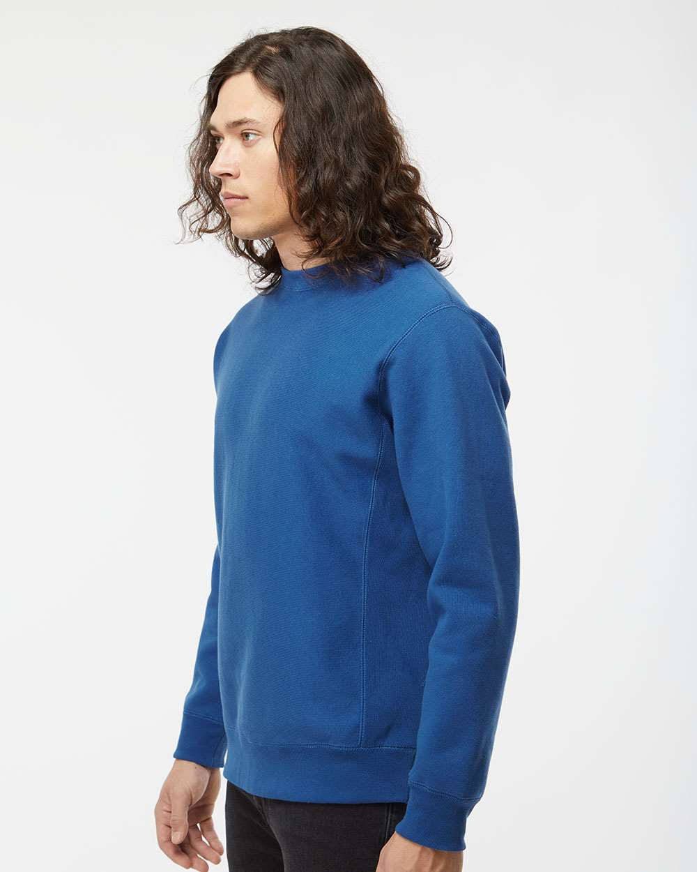 Unisex Legend Premium Heavyweight Cross-Grain Crewneck Sweatshirt - OnModelSide - B02776752 - Royal
