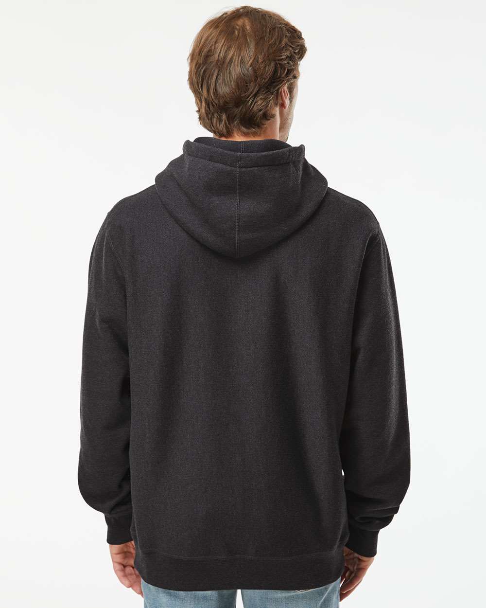 Unisex Legend Premium Heavyweight Cross-Grain Hooded Sweatshirt - OnModelBack - B02876592 - Charcoal Heather