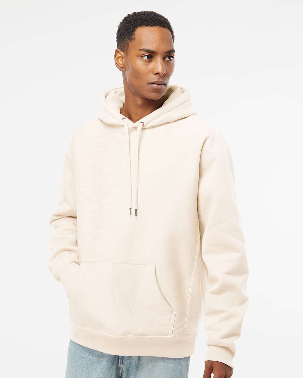 Unisex Legend Premium Heavyweight Cross-Grain Hooded Sweatshirt - OnModelFront - B02876242 - Bone