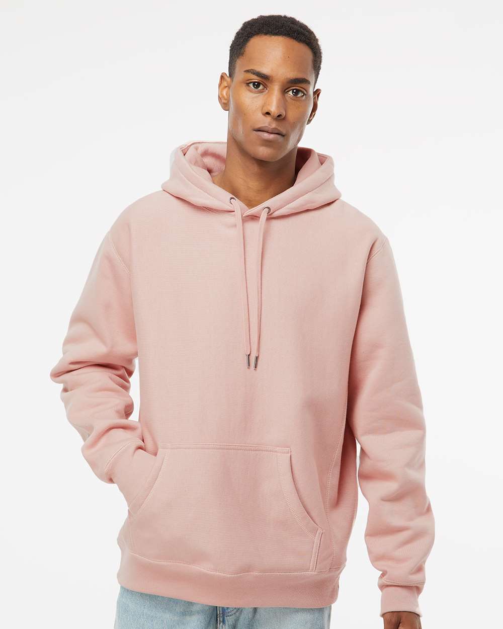 Unisex Legend Premium Heavyweight Cross-Grain Hooded Sweatshirt - OnModelFront - B02876302 - Dusty Pink