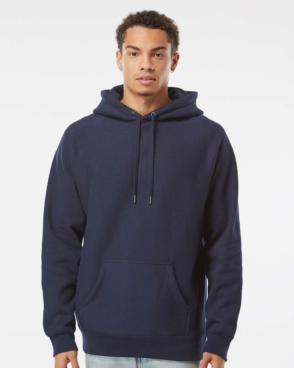 Unisex Legend Premium Heavyweight Cross-Grain Hooded Sweatshirt - OnModelFront - B02876652 - Classic Navy