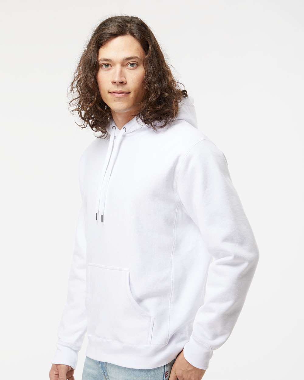 Unisex Legend Premium Heavyweight Cross-Grain Hooded Sweatshirt - OnModelSide - B02876002 - White