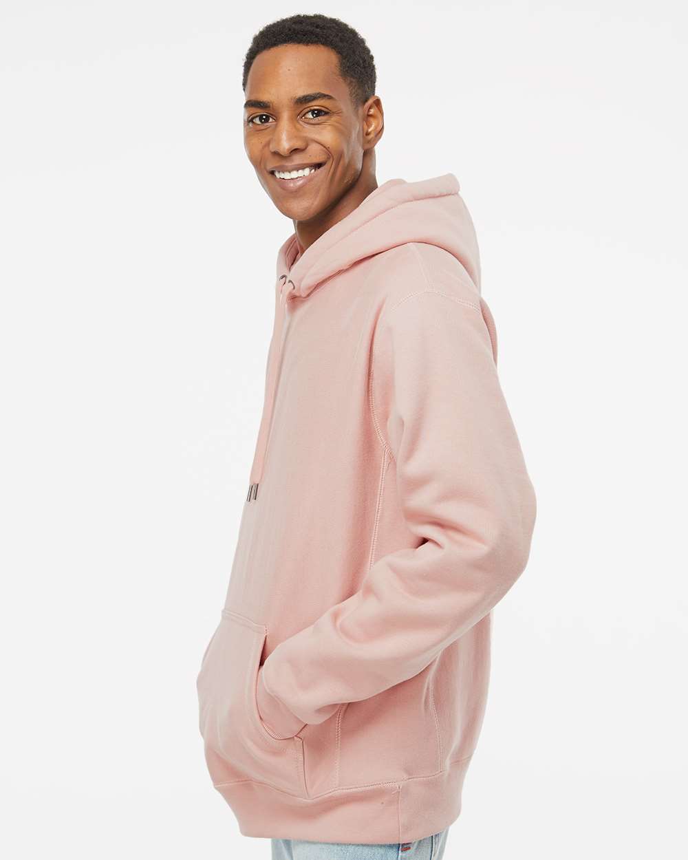 Unisex Legend Premium Heavyweight Cross-Grain Hooded Sweatshirt - OnModelSide - B02876302 - Dusty Pink