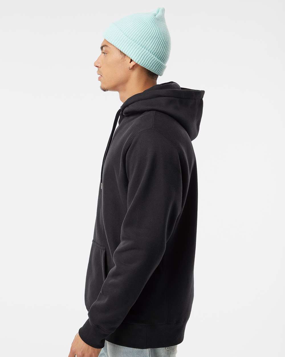 Unisex Legend Premium Heavyweight Cross-Grain Hooded Sweatshirt - OnModelSide - B02876502 - Black