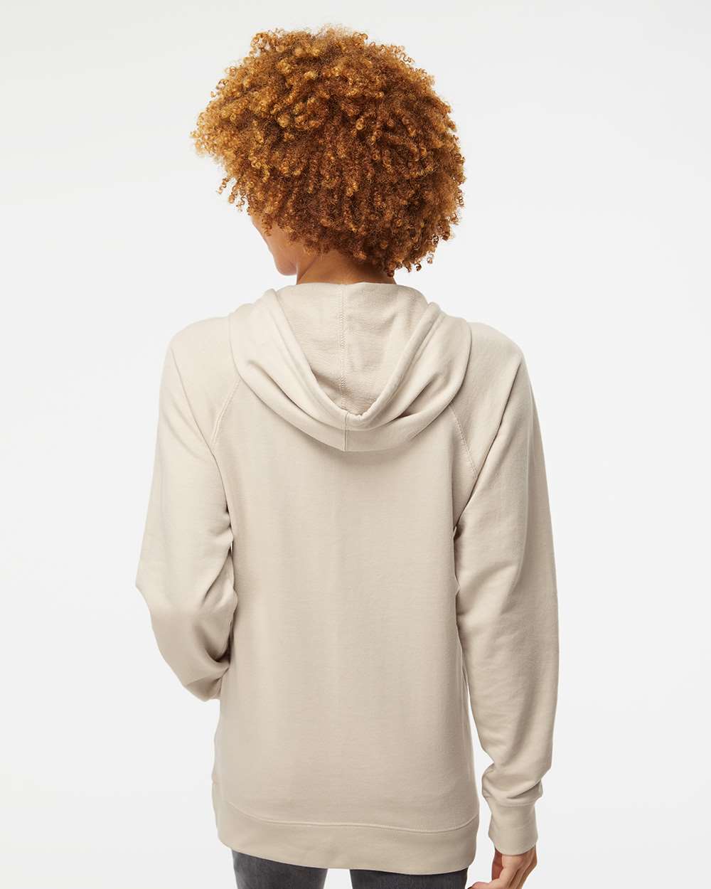 Unisex Icon Lightweight Loopback Terry Hooded Sweatshirt - OnModelBack - B11376112 - Sand