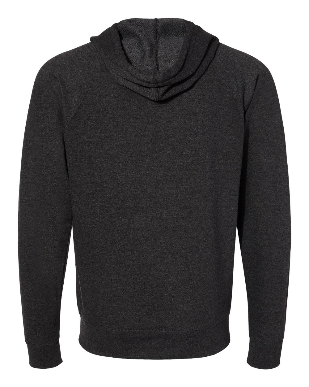 Unisex Icon Lightweight Loopback Terry Full-Zip Hooded Sweatshirt - Back - B11476092 - Charcoal Heather