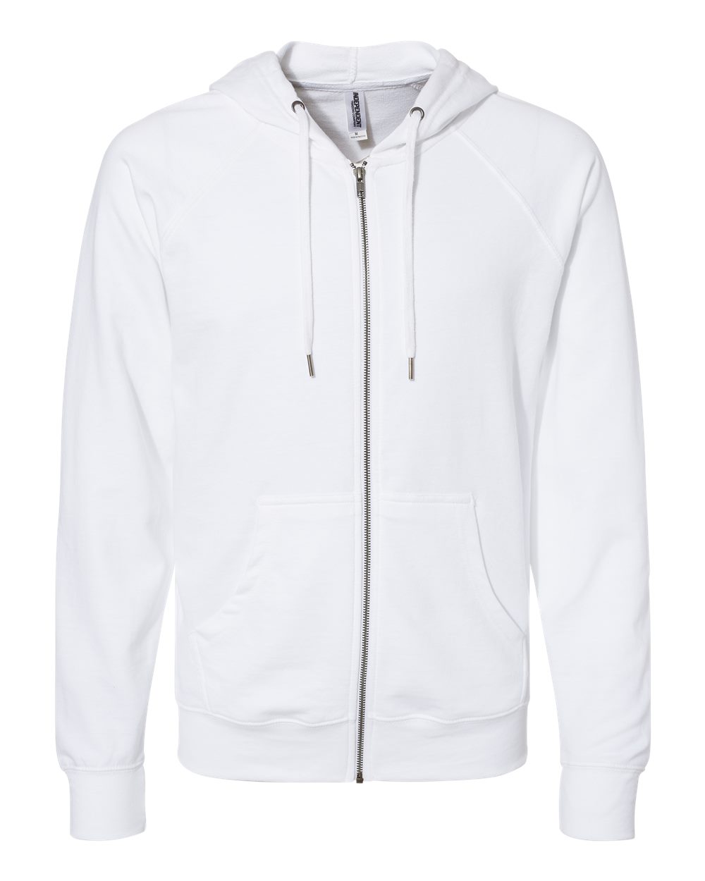 Unisex Icon Lightweight Loopback Terry Full-Zip Hooded Sweatshirt - Front - B11476002 - White