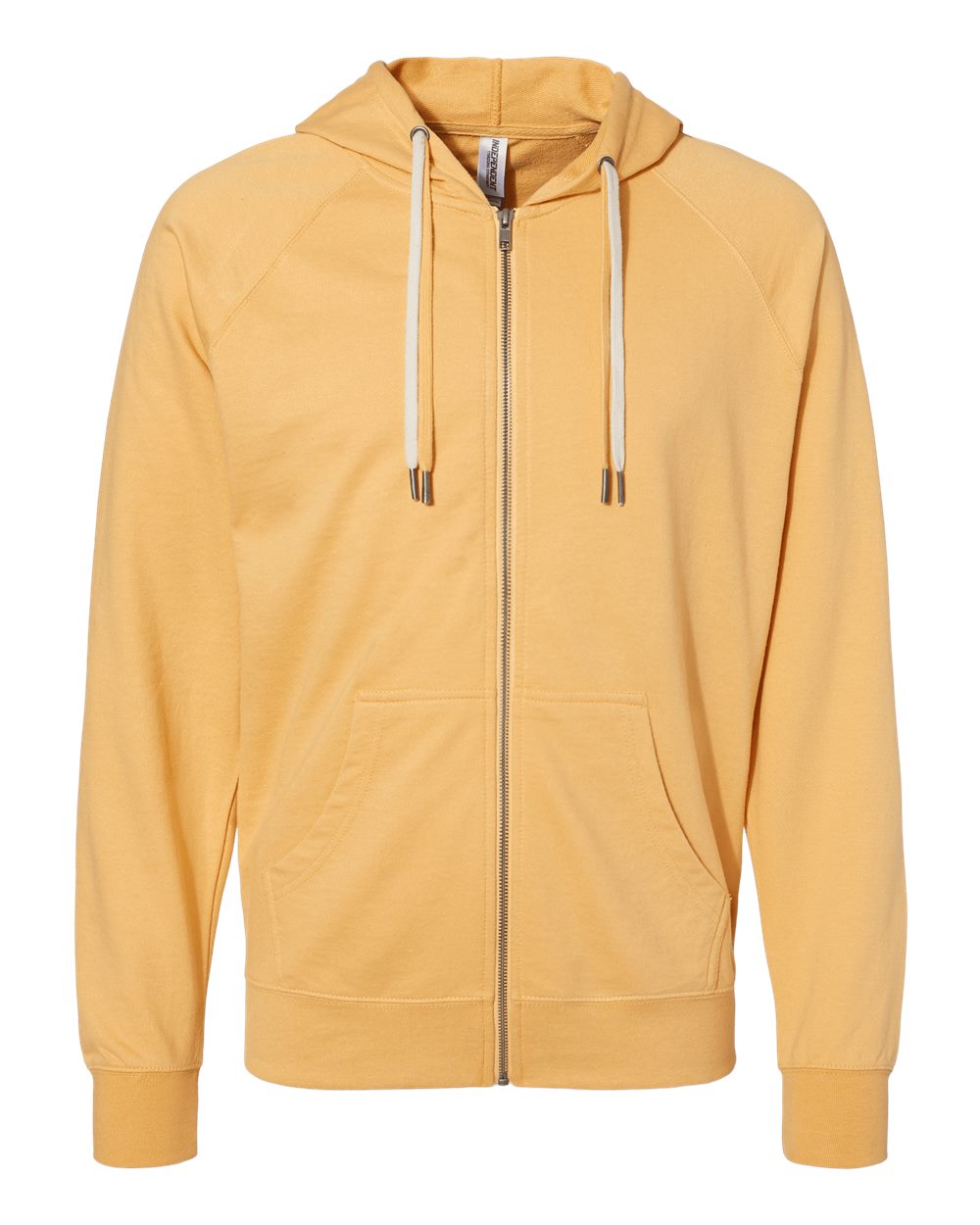 Unisex Icon Lightweight Loopback Terry Full-Zip Hooded Sweatshirt - Front - B11476122 - Harvest Gold