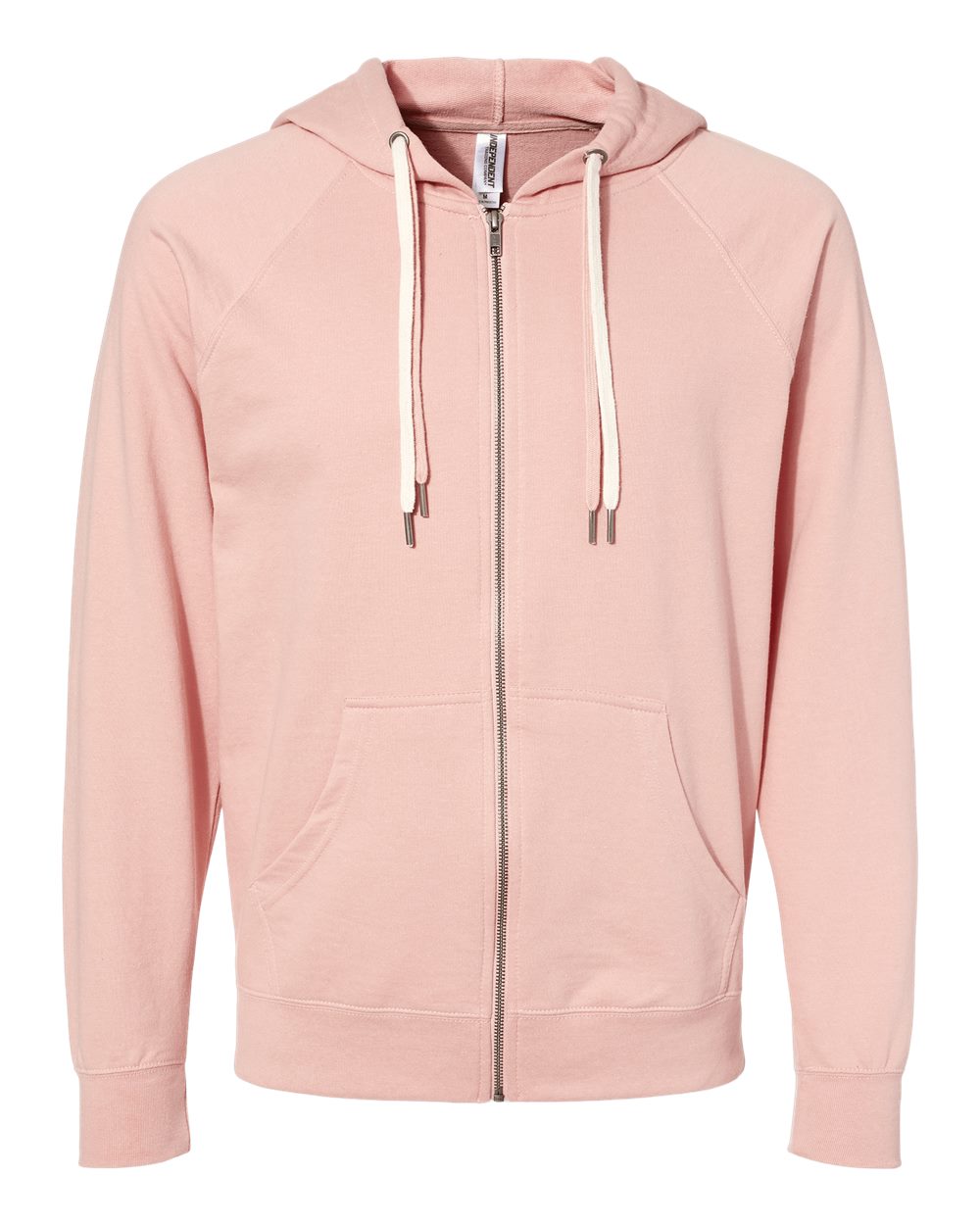 Unisex Icon Lightweight Loopback Terry Full-Zip Hooded Sweatshirt - Front - B11476307 - Rose