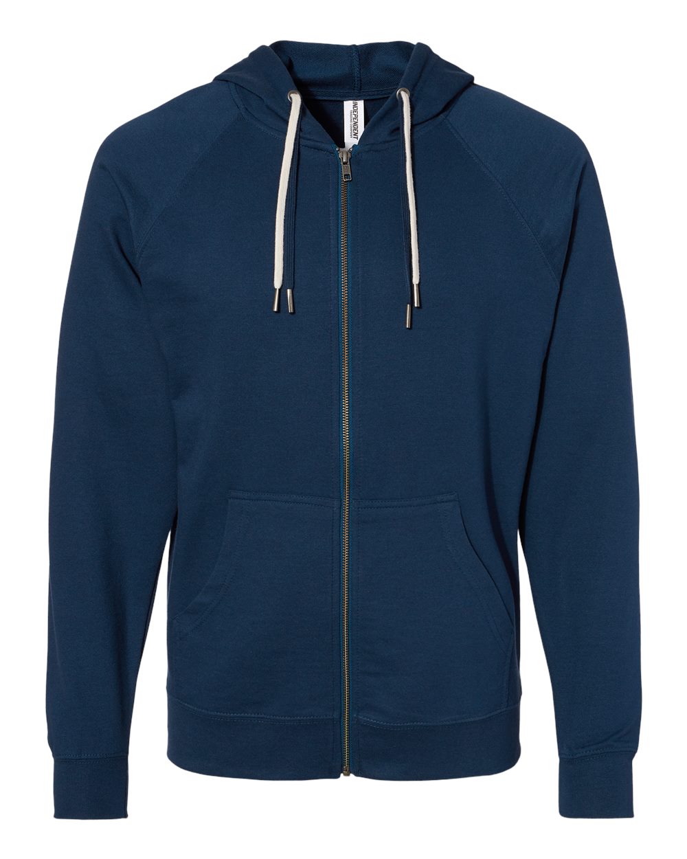 Unisex Icon Lightweight Loopback Terry Full-Zip Hooded Sweatshirt - Front - B11476652 - Indigo