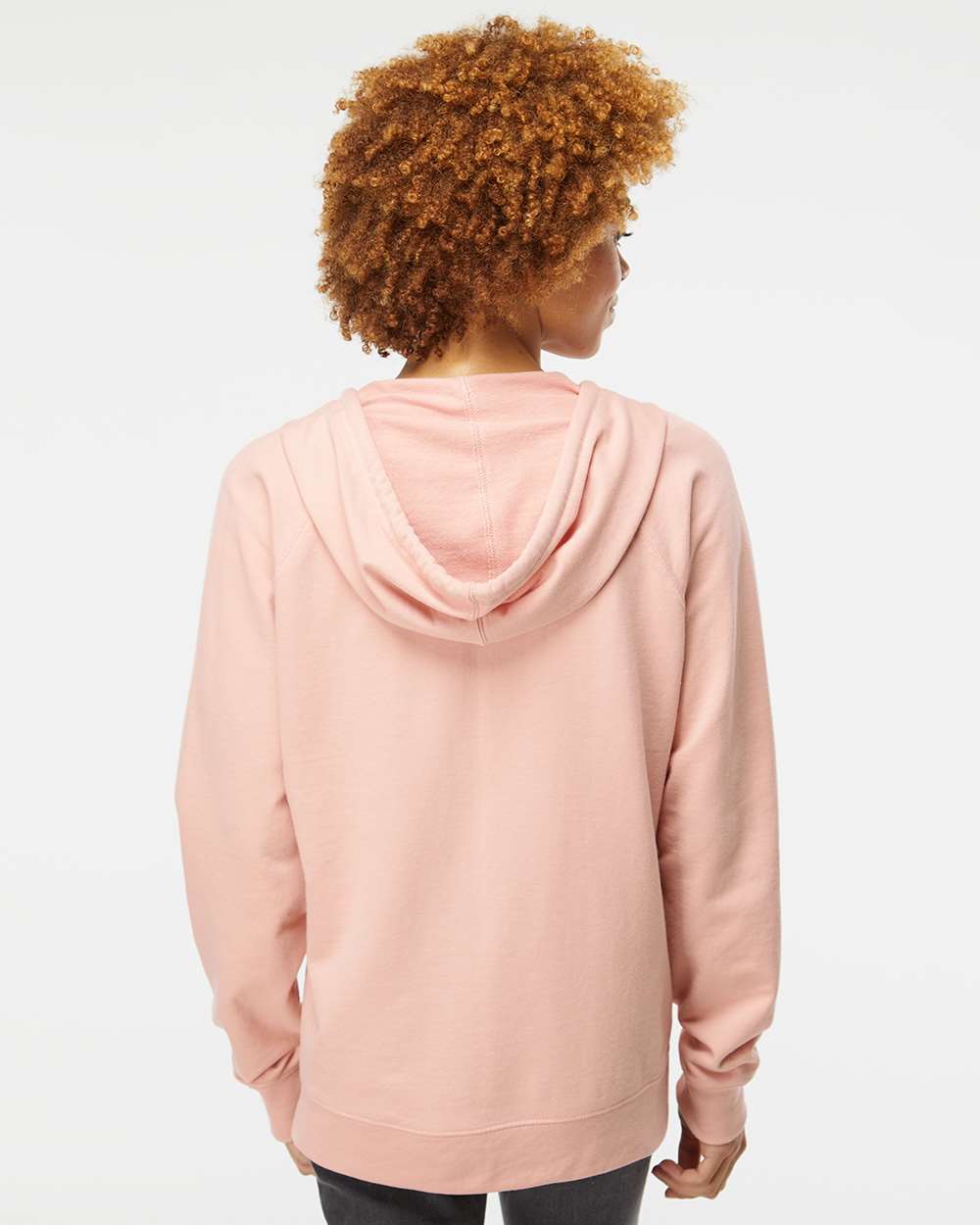 Unisex Icon Lightweight Loopback Terry Full-Zip Hooded Sweatshirt - OnModelBack - B11476307 - Rose