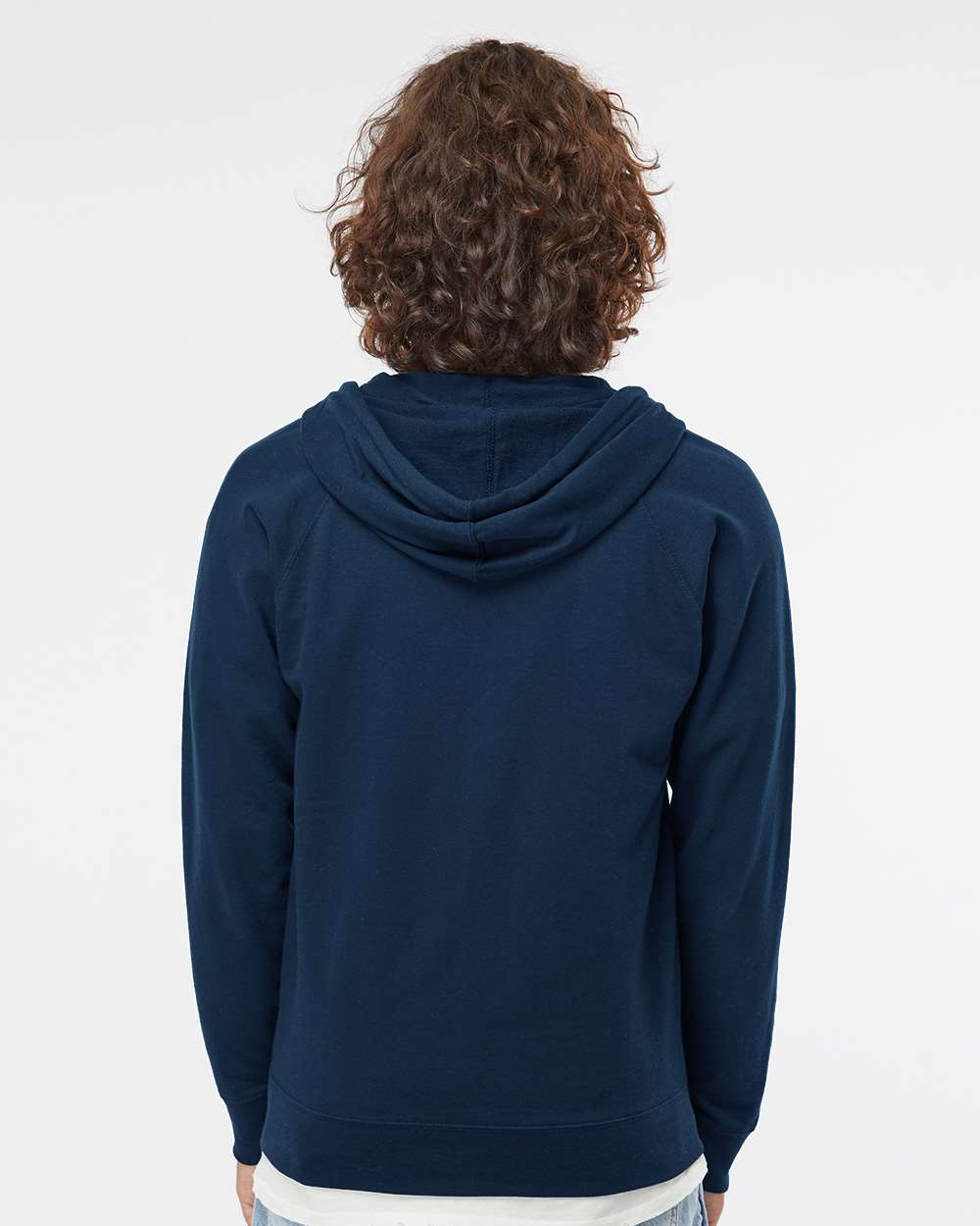 Unisex Icon Lightweight Loopback Terry Full-Zip Hooded Sweatshirt - OnModelBack - B11476652 - Indigo