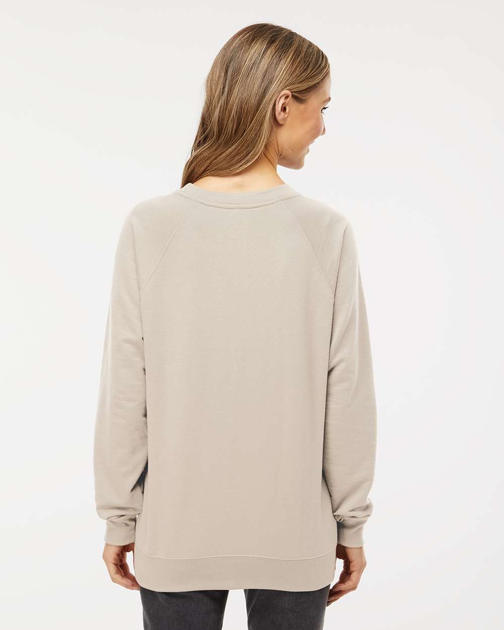Unisex Icon Lightweight Loopback Terry Crewneck Sweatshirt - OnModelBack - B11576112 - Sand