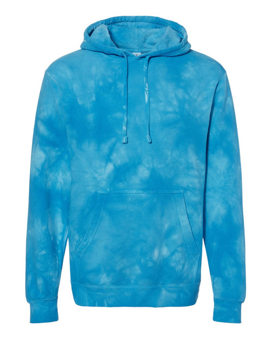 Unisex Midweight Tie-Dyed Hooded Sweatshirt - Front - B01476252 - Tie Dye Aqua Blue
