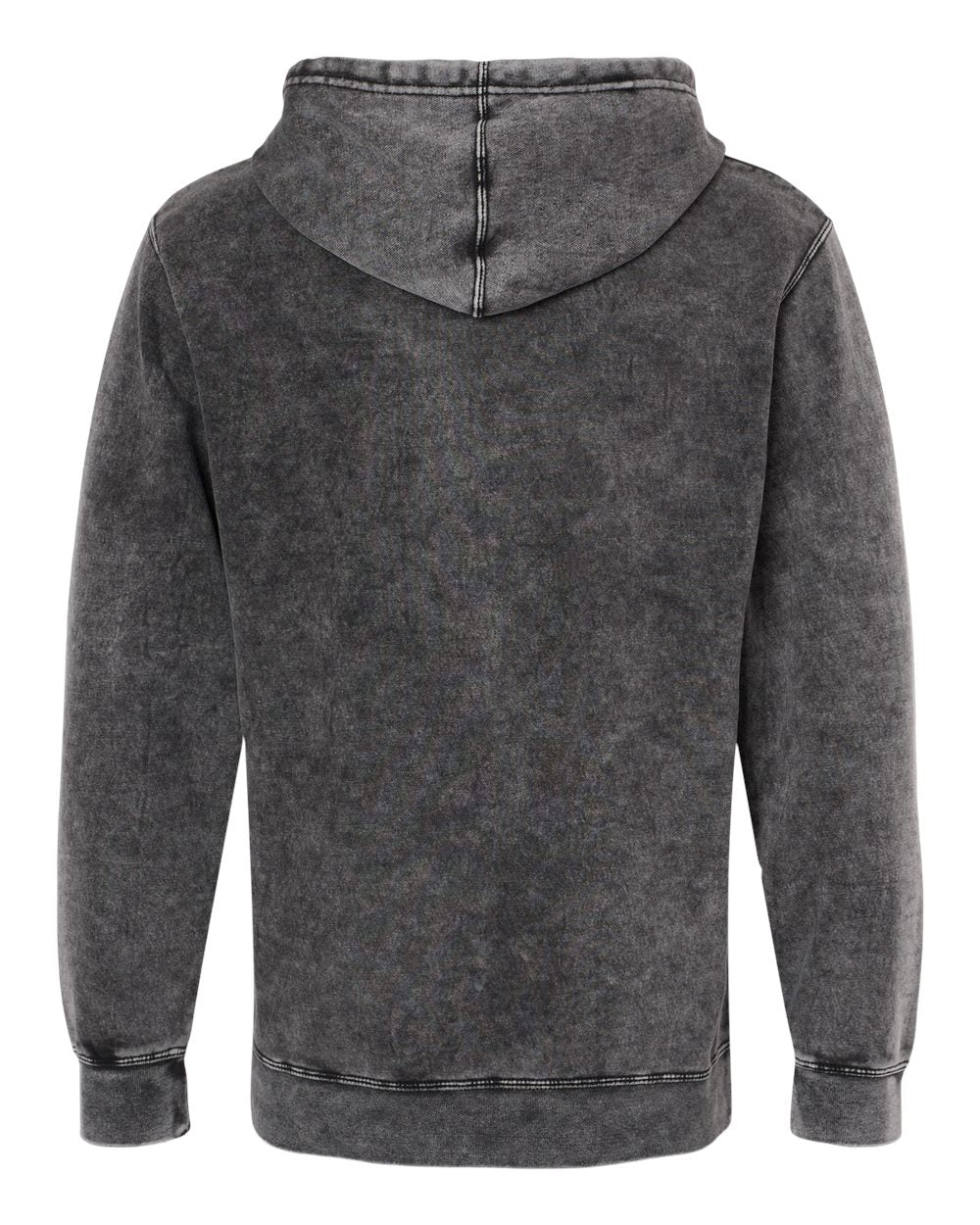 Unisex Midweight Mineral Wash Hooded Sweatshirt - Back - B02476502 - Black