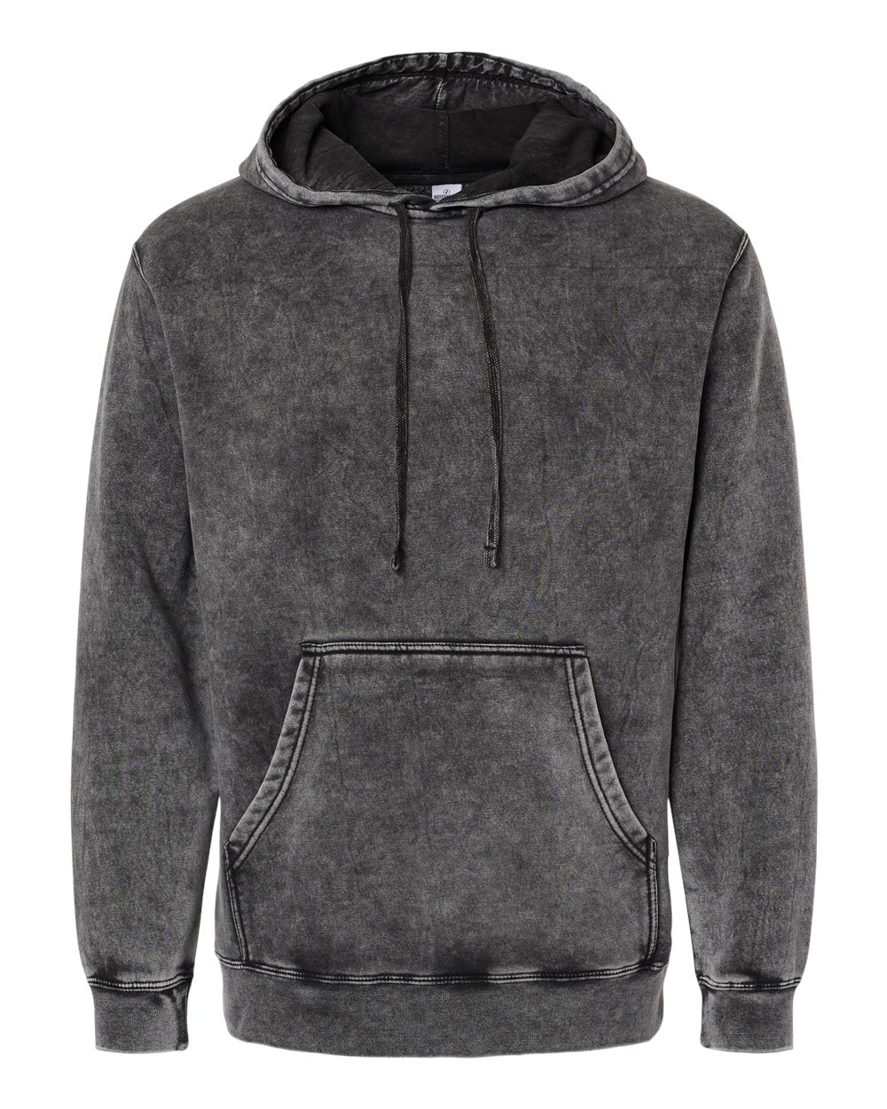 Unisex Midweight Mineral Wash Hooded Sweatshirt - Front - B02476502 - Black