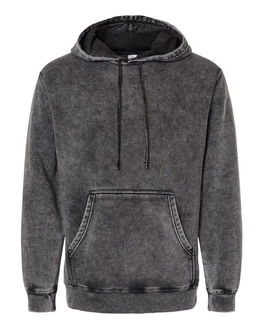 Unisex Midweight Mineral Wash Hooded Sweatshirt - Front - B02476502 - Black