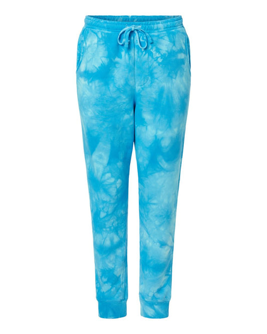 Unisex Tie-Dyed Fleece Sweatpants - Front - B02276252 - Tie Dye Aqua Blue