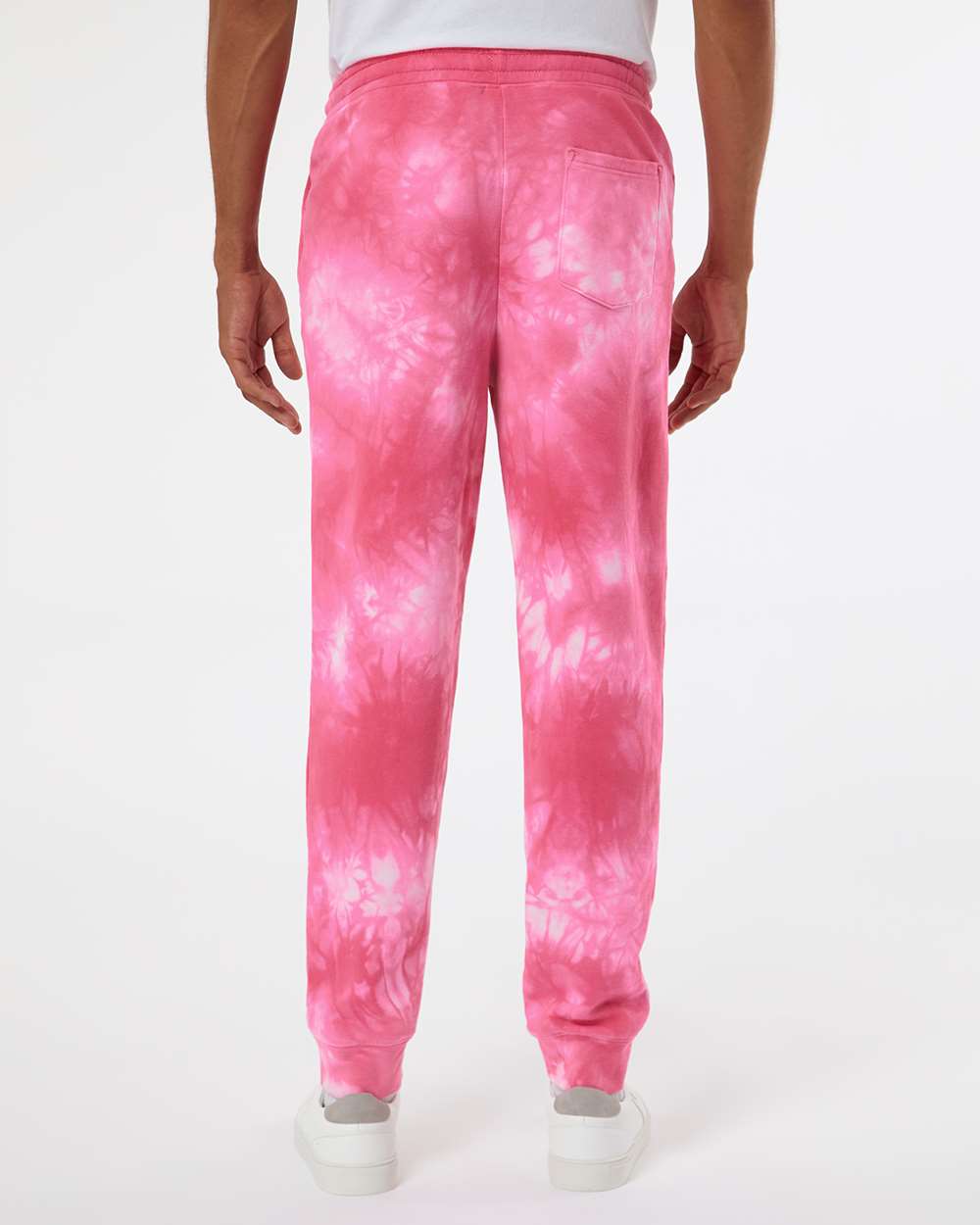 Unisex Tie-Dyed Fleece Sweatpants - OnModelBack - B02276302 - Tie Dye Pink