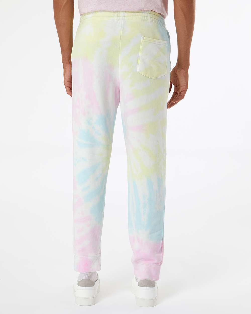 Unisex Tie-Dyed Fleece Sweatpants - OnModelBack - B02276402 - Tie Dye Sunset Swirl