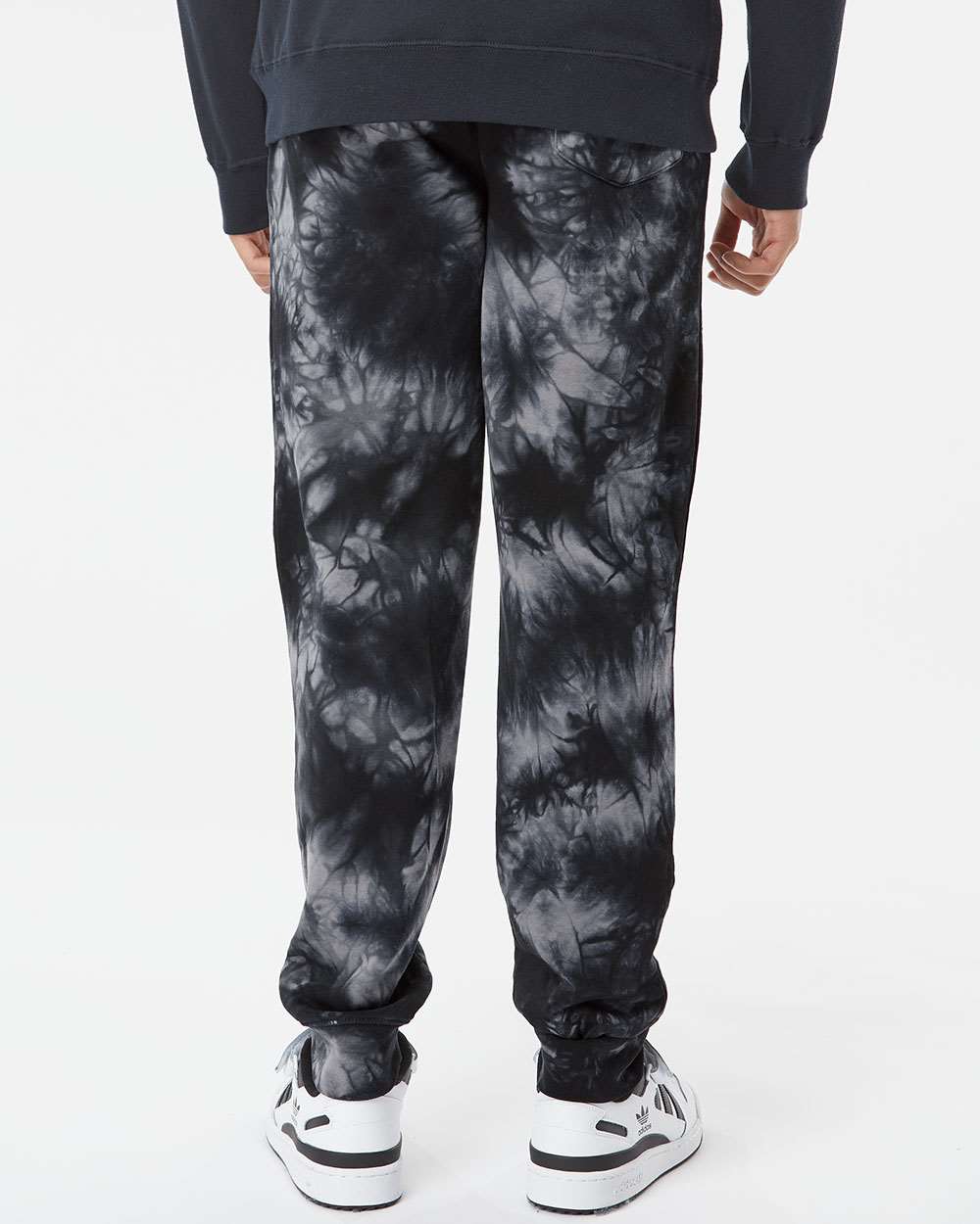 Unisex Tie-Dyed Fleece Sweatpants - OnModelBack - B02276502 - Tie Dye Black