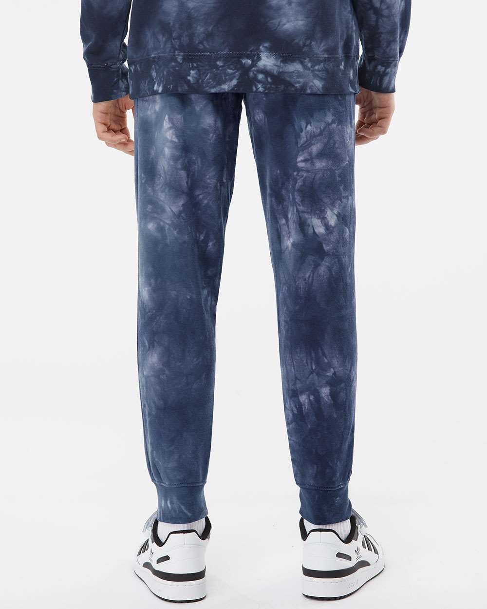 Unisex Tie-Dyed Fleece Sweatpants - OnModelBack - B02276652 - Tie Dye Navy