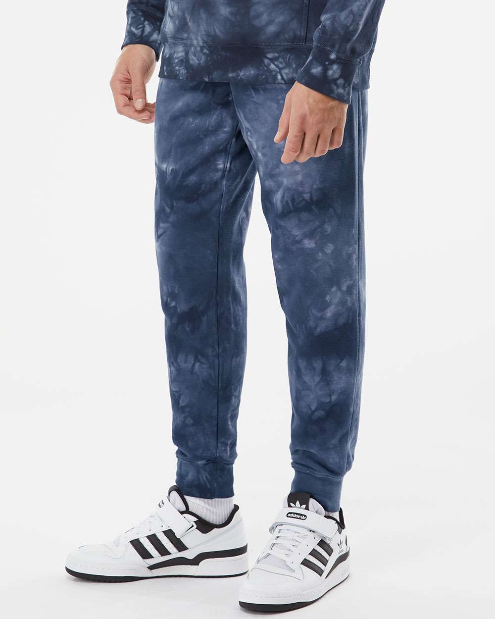Unisex Tie-Dyed Fleece Sweatpants - OnModelSide - B02276652 - Tie Dye Navy