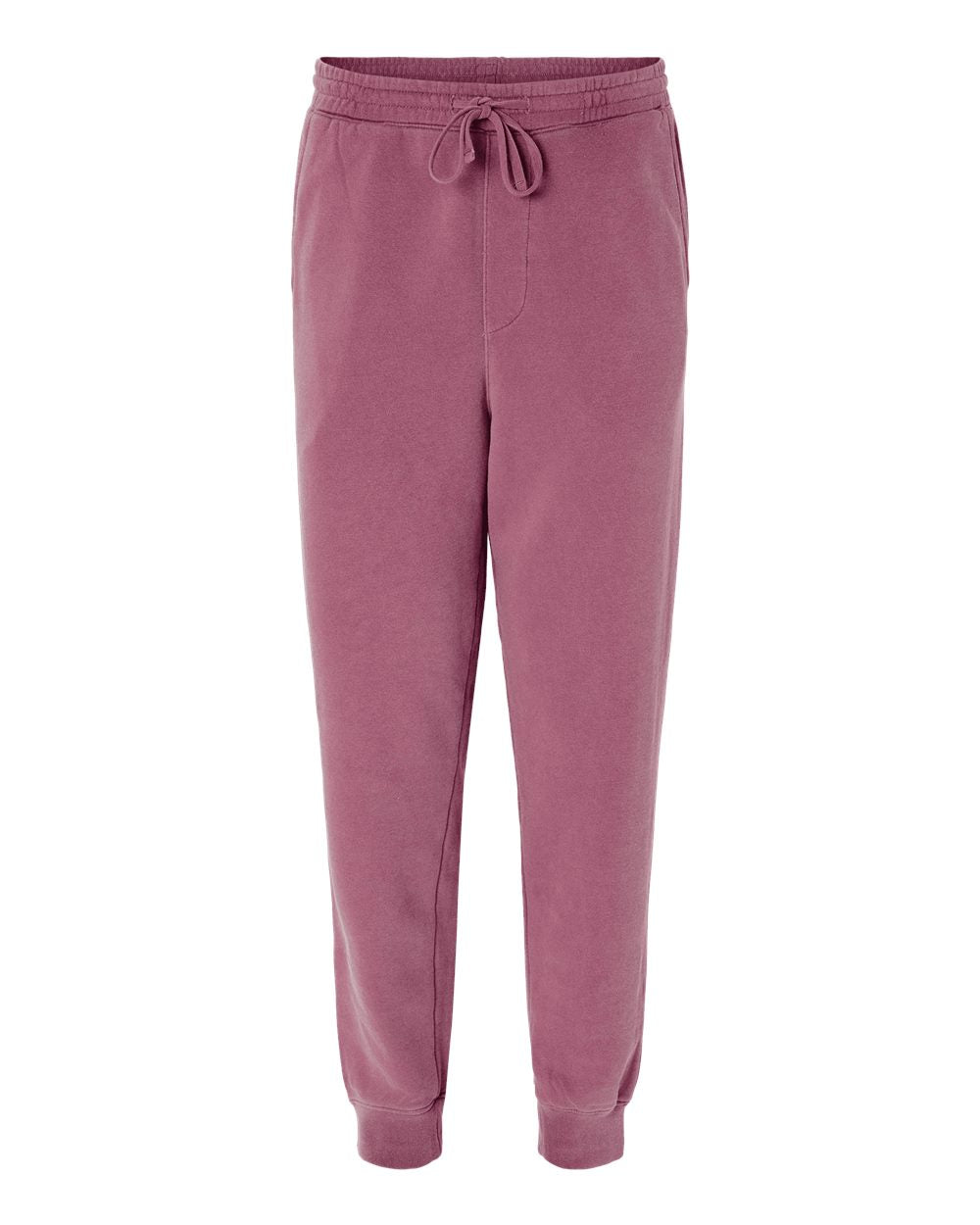 Unisex Pigment-Dyed Fleece Sweatpants - Front - B02576852 - Pigment Maroon
