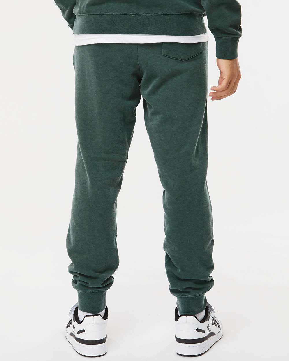 Unisex Pigment-Dyed Fleece Sweatpants - OnModelBack - B02576232 - Pigment Alpine Green