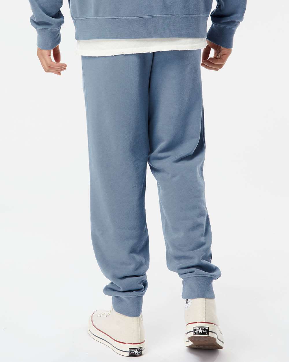 Unisex Pigment-Dyed Fleece Sweatpants - OnModelBack - B02576652 - Pigment Slate Blue
