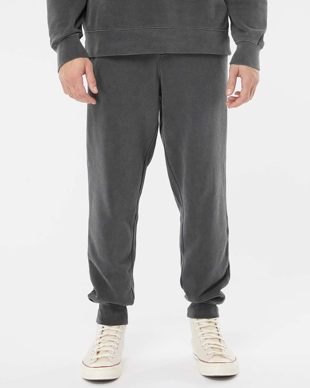 Unisex Pigment-Dyed Fleece Sweatpants - OnModelFront - B02576502 - Pigment Black