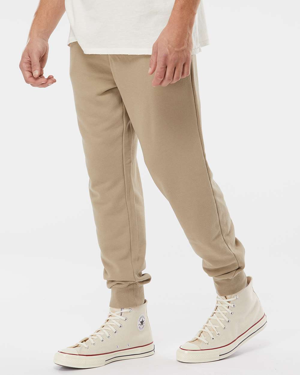 Unisex Pigment-Dyed Fleece Sweatpants - OnModelSide - B02576732 - Pigment Sandstone
