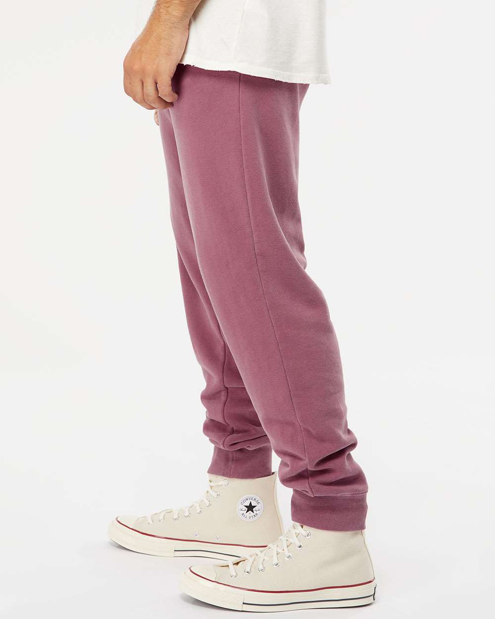 Unisex Pigment-Dyed Fleece Sweatpants - OnModelSide - B02576852 - Pigment Maroon