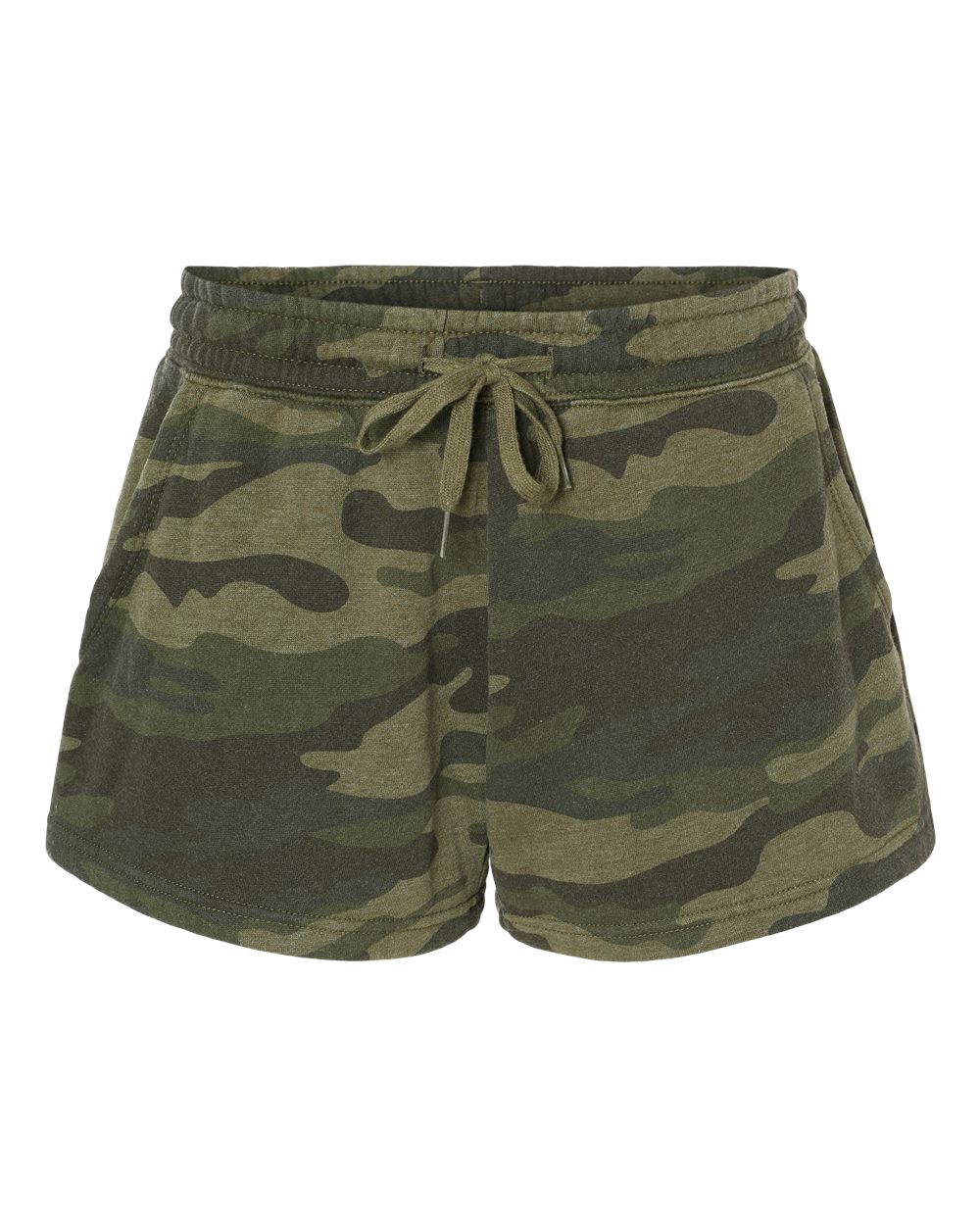 Women’s Lightweight California Wave Wash Fleece Shorts - Front - B03476622 - Forest Camo Heather