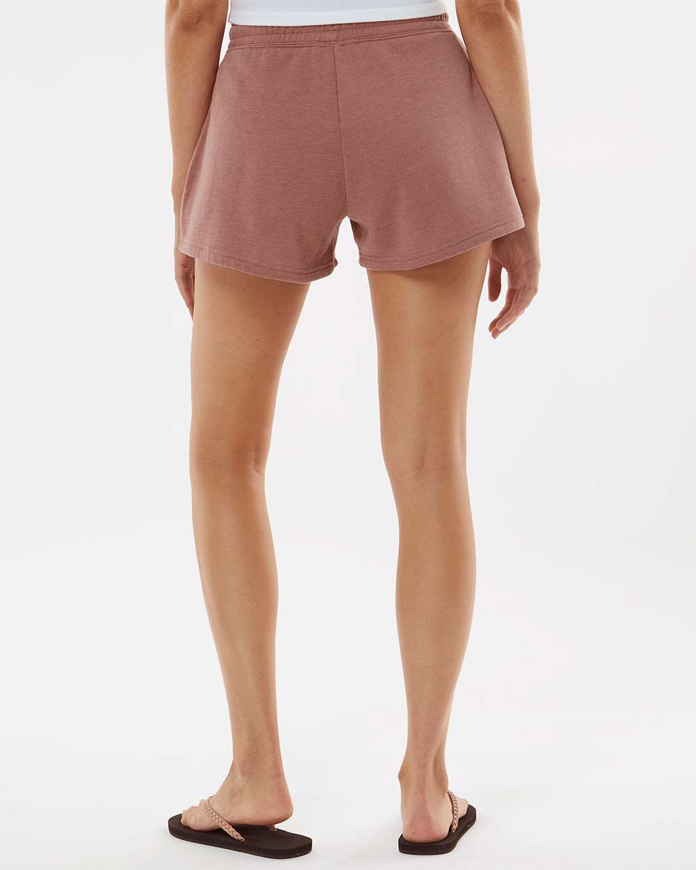 Women’s Lightweight California Wave Wash Fleece Shorts - OnModelBack - B03476102 - Dusty Rose