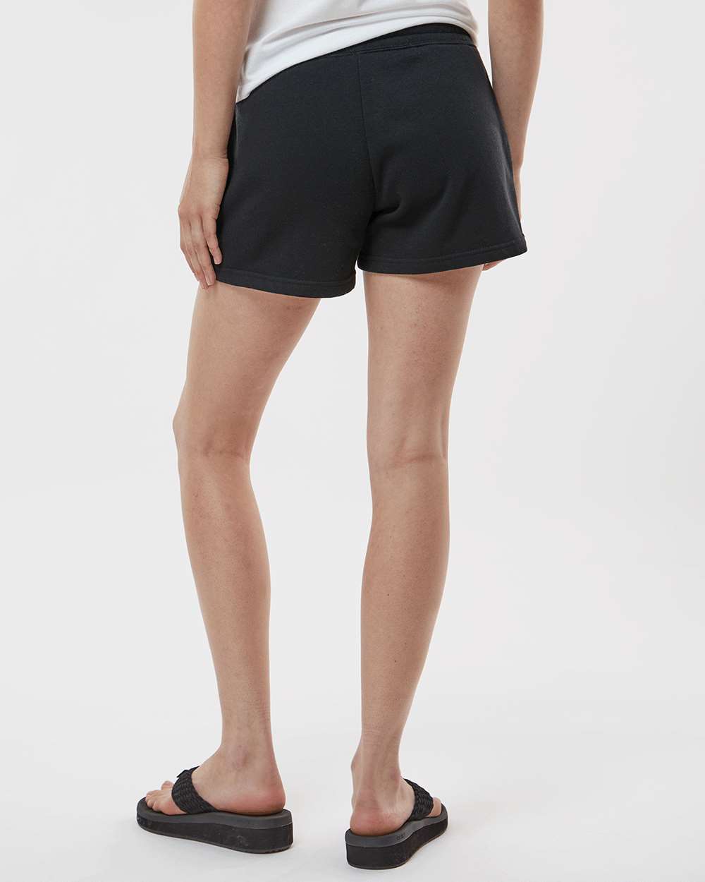 Women’s Lightweight California Wave Wash Fleece Shorts - OnModelBack - B03476502 - Black