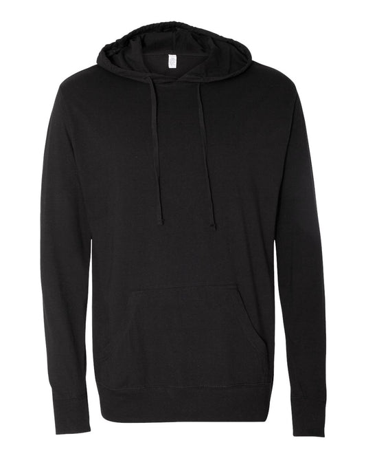 Unisex Lightweight Hooded Pullover T-Shirt - Front - B01976502 - Black