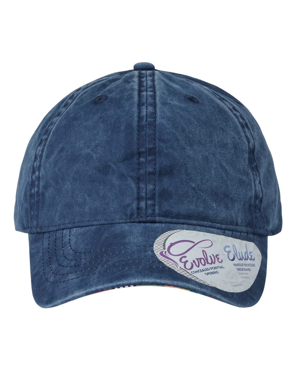 Women's Pigment-Dyed with Fashion Undervisor Cap - Front - B96795650 - Navy/ Stripes