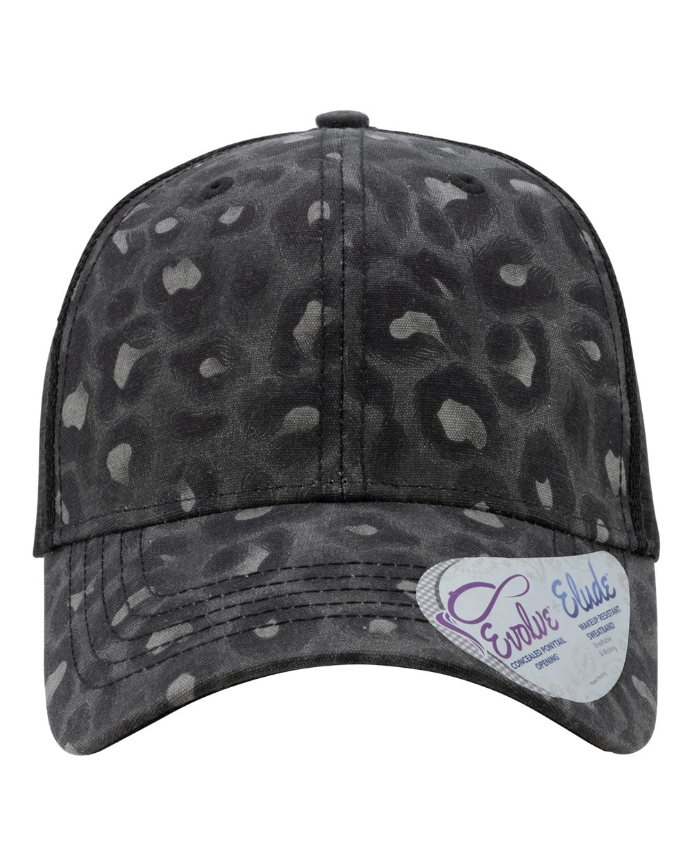 Women's Modern Trucker Cap - Front - B97395520 - Black Leopard/ Black