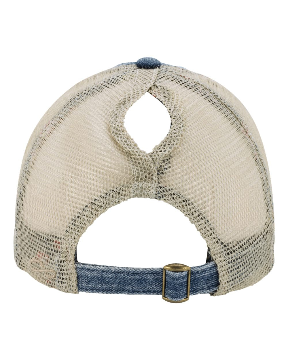 Women's Denim Mesh-Back Cap - Back - B97495250 - Denim/ Khaki