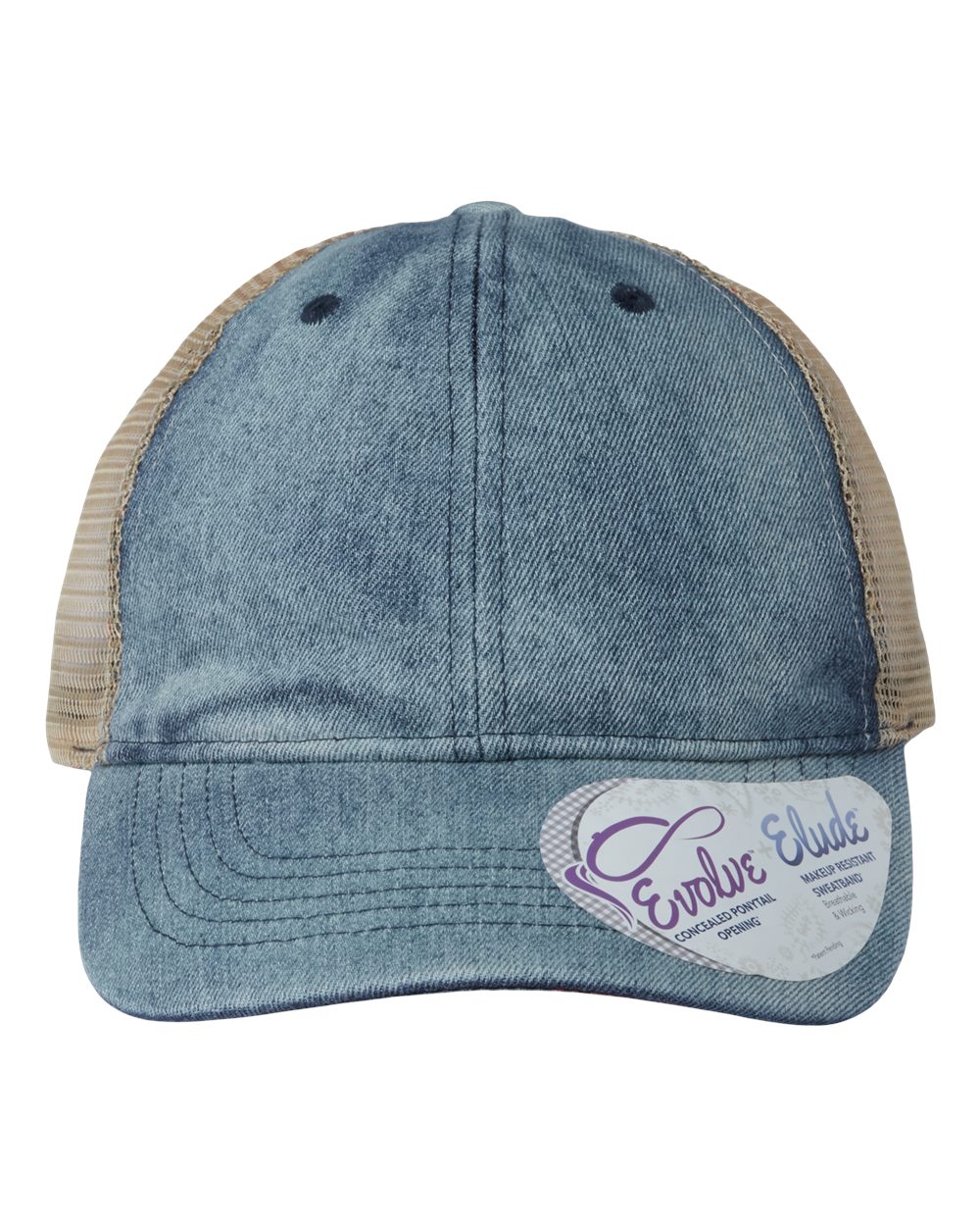 Women's Denim Mesh-Back Cap - Front - B97495250 - Denim/ Khaki