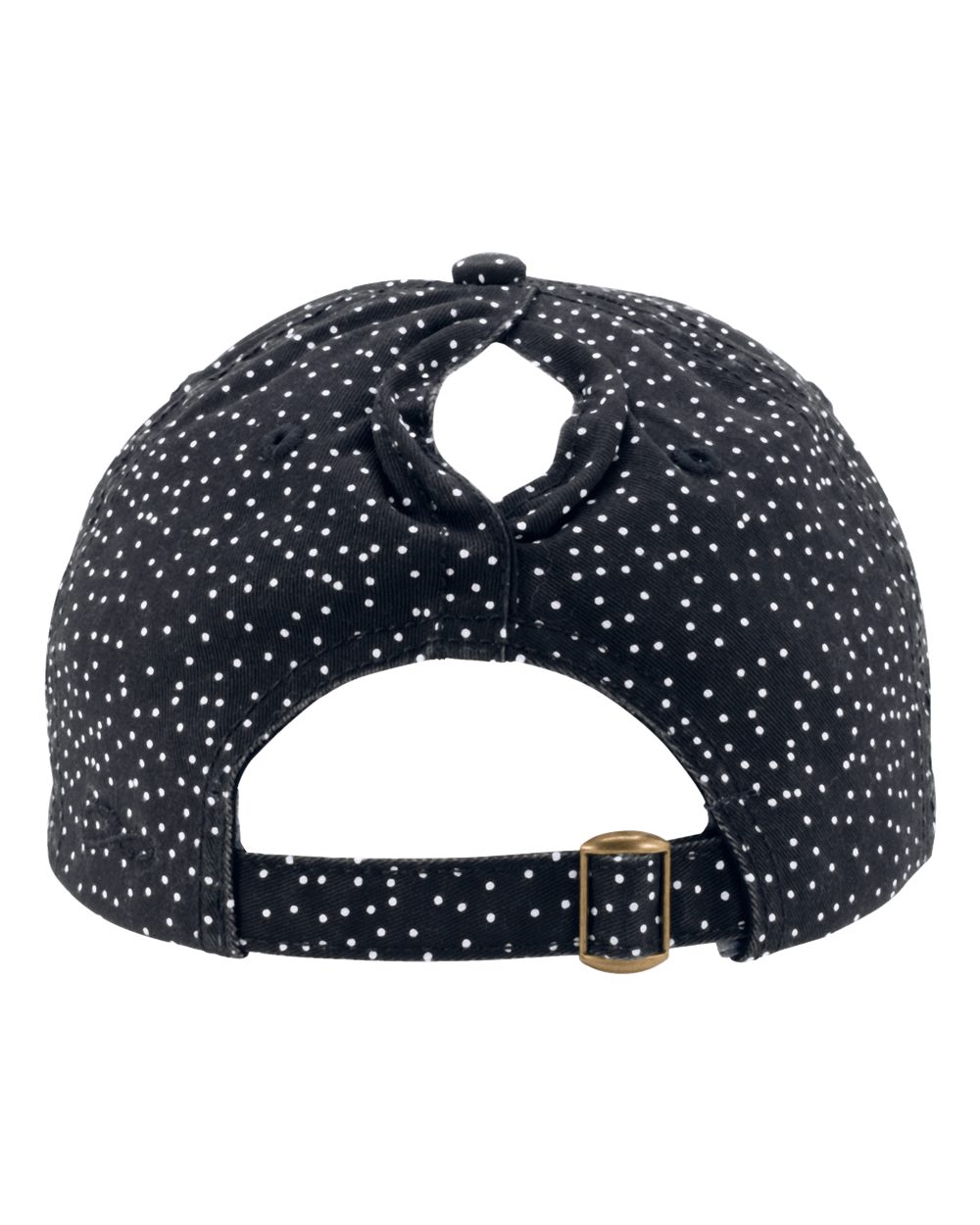 Women's Garment-Washed Fashion Print Cap - Back - B97795500 - Black/ White Polka Dots