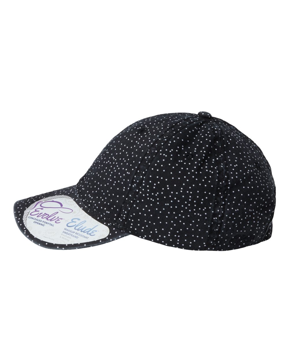 Women's Garment-Washed Fashion Print Cap - DirectSide - B97795500 - Black/ White Polka Dots