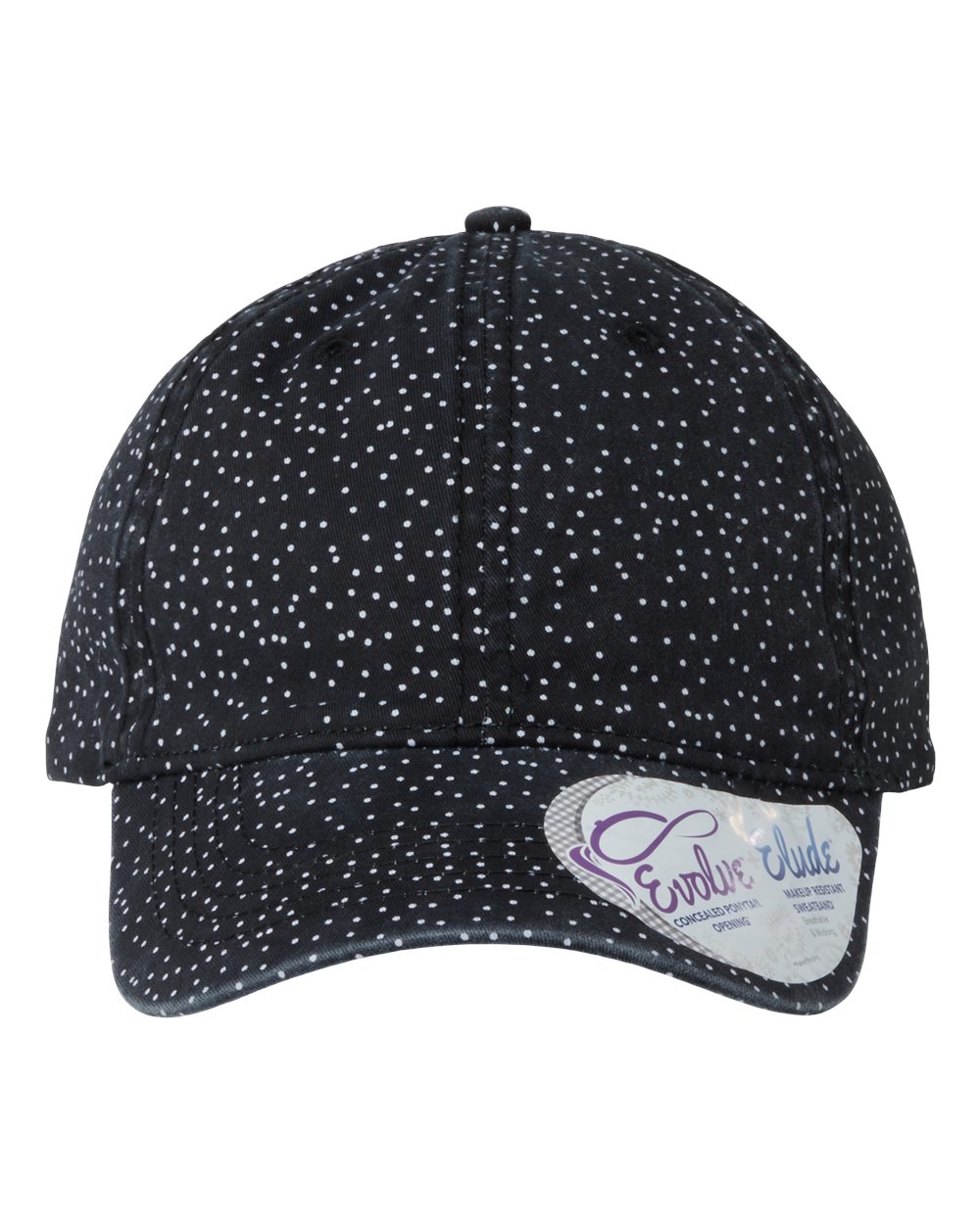 Women's Garment-Washed Fashion Print Cap - Front - B97795500 - Black/ White Polka Dots