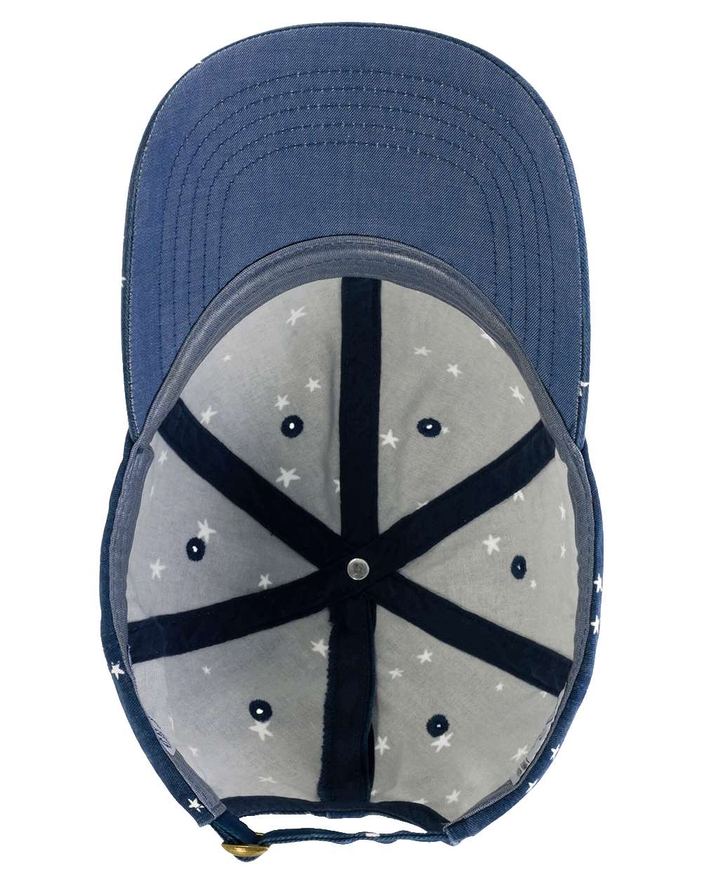 Women's Garment-Washed Fashion Print Cap - Side - B97795110 - Navy/ White Stars