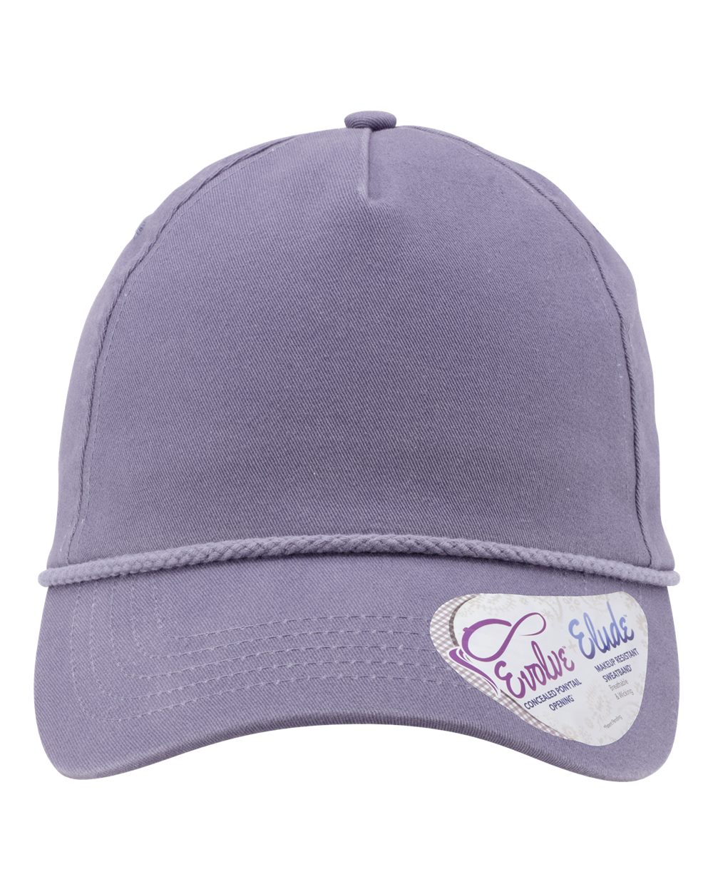 Women's Washed 5-Panel Rope Cap - Front - B34095670 - Violet/ Snow Leopard