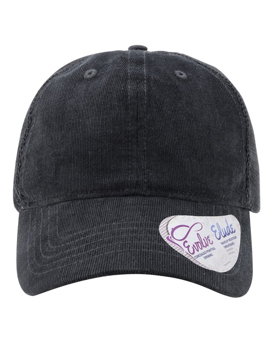 Women's Corduroy Cap - Front - B34195500 - Black / Black Leopard/ Black